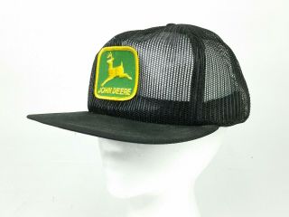 Vintage John Deere Patch Black All Mesh Snapback Trucker Hat Louisville USA 2