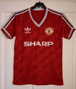 Manchester United Football Shirt Small 1986 Adidas Home Rare Vintage