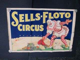 Ebab Sells Floto Circus Poster 1916 - - Erie Lithograph Vintage