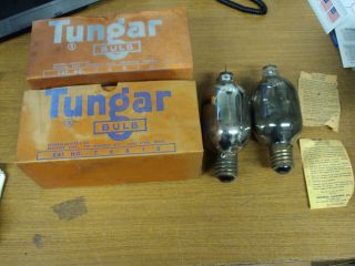 2 Vintage Old Stock Huge Tungar Bulbs No 76xi3 Box Inserts