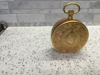 Vintage Bulova Pocket Watch Design Alarm Clock Wind Up - 2ra 027 Gold Tone
