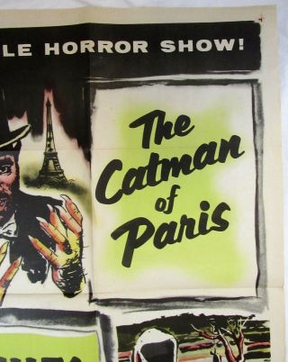 1956 VINTAGE HORROR Poster THE CATMAN OF PARIS & VALLEY OF THE ZOMBIES 5