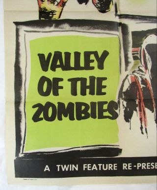 1956 VINTAGE HORROR Poster THE CATMAN OF PARIS & VALLEY OF THE ZOMBIES 6