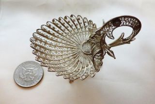 Finely Crafted Silver Peacock? Small Dish From Spain? 1900 - 1940,  Usa Ship