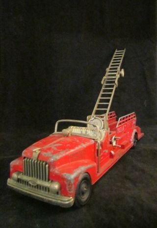 Vintage Hubley Aerial Fire Truck 520 Die - Cast Metal 1950s All Parts