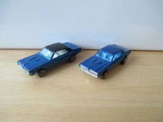 (2) Two Vintage 1967 Hot Wheels Redline Custom Cougar Blue