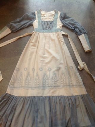 Rare Vintage Hippie Gunne Sax Dress Embroidered Prairie Dress Lolita - 11