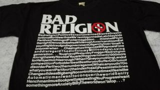 Vintage Badreligion T Shirt Generator Punk Rock Tour Record 80s 90s No Fx
