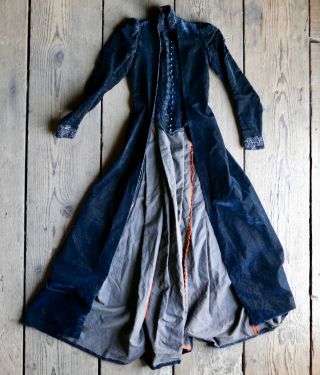 Victorian Gothic Velvet Coat Jacket 19th C Penny Dreadful Vampire Steampunk Xxs