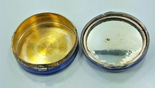 Vintage/Antique Sterling Silver Enamel Mother of Pearl Mirrored Pill Box 6