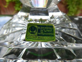 Vintage Lausitzer Bleikristall Lead Crystal Bowl Cut Green to Clear GDR Germany 4