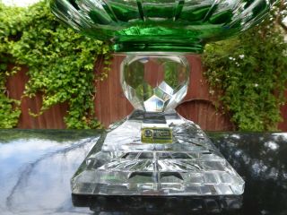 Vintage Lausitzer Bleikristall Lead Crystal Bowl Cut Green to Clear GDR Germany 5
