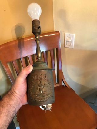 Vintage Virginia Military Institute Vmi Brass Badge Lamp Sic Semper Tyrannis