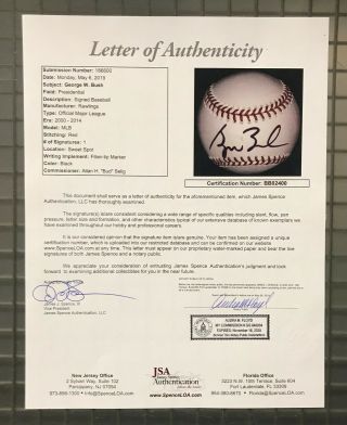 President George W.  Bush Signed Baseball Autographed RARE FULL SIGNATURE JSA LOA 3