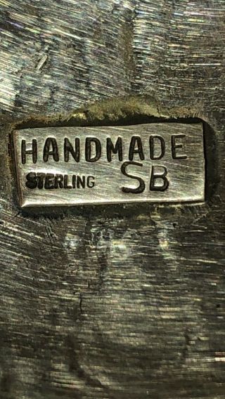 Vintage Sterling Silver Belt Buckle Indian Western Design Handmade 3.  5” 2