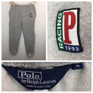 Polo Ralph Lauren P Racing 1992 Pants Medium Gray Stirrup Rare Vintage