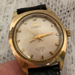 Vintage Tissot T - 12 Automatic Seastar Men ' s Gold Watch 36mm 8