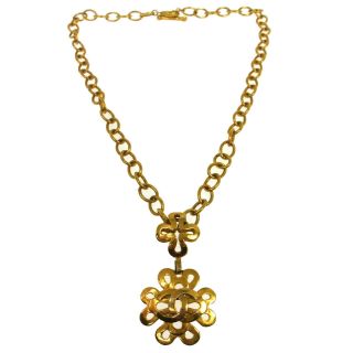 Authentic Chanel Vintage Cc Logos Gold Chain Pendant Necklace France Ak28917