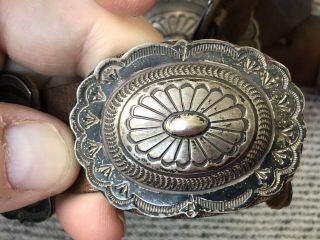 RARE OLD PAWN STAMPED STERLING SILVER NAVAJO NATIVE AMERICAN CONCHO BELT BUCKLE 4