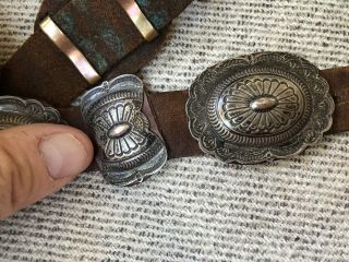 RARE OLD PAWN STAMPED STERLING SILVER NAVAJO NATIVE AMERICAN CONCHO BELT BUCKLE 5