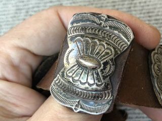 RARE OLD PAWN STAMPED STERLING SILVER NAVAJO NATIVE AMERICAN CONCHO BELT BUCKLE 6