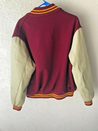 USC Trojans Varsity Letterman Wool Leather Jacket Sewn Logo Vintage DEHEN LARGE 6