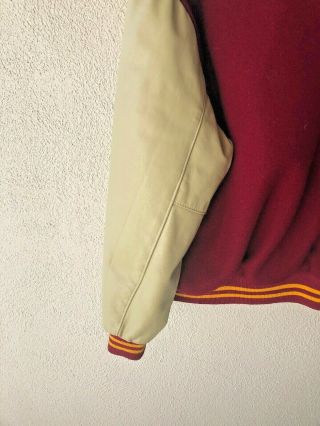 USC Trojans Varsity Letterman Wool Leather Jacket Sewn Logo Vintage DEHEN LARGE 7