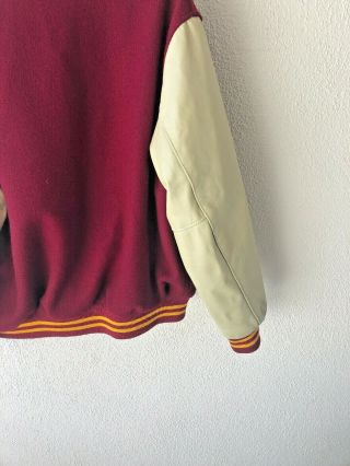 USC Trojans Varsity Letterman Wool Leather Jacket Sewn Logo Vintage DEHEN LARGE 8