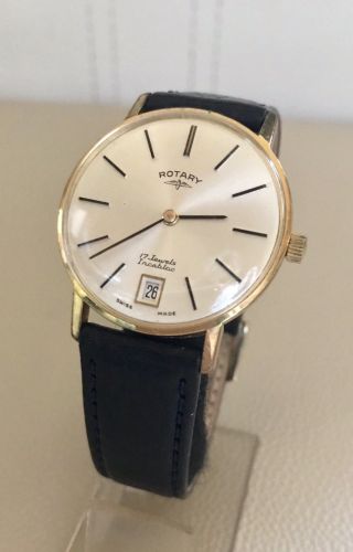 Vintage Rotary 17 Jewels Incabloc Hand - Winding Gent 