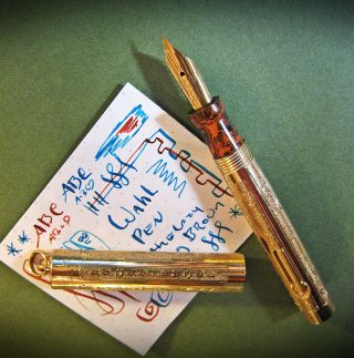 Wahl Pen Console Pattern 14k Gold Nib Fountain Pen Vtg 20s Eversharp Very