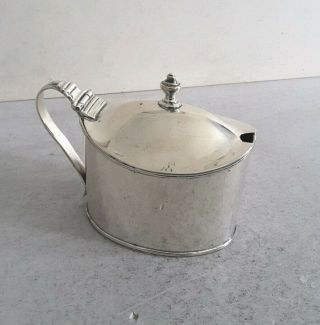 , Georgian Antique Solid Silver Oval Mustard Pot.  Lon.  1805.
