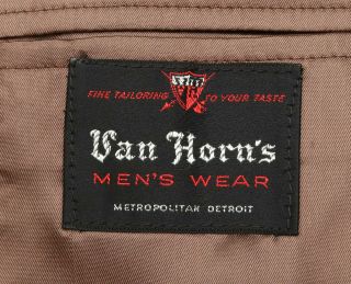 Vintage Mens 38S Van Horn ' s 2 Piece Brown Suit 6