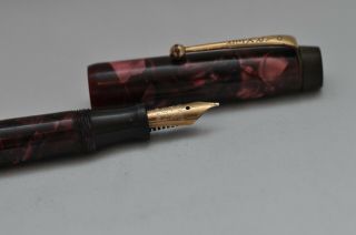 Lovely Rare Vintage Parker Victory Fountain Pen - Red Marbled Pattern