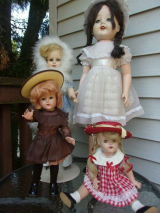 Set Of 4 Vintage Composition Dolls Effenbee,  Madame Alexander,  Sonia Henie