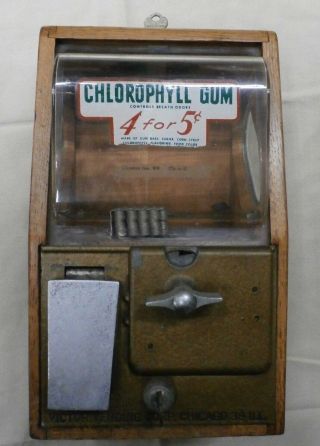 Vintage Baby Grand Clorophyll Gum Vending Machine - With Both Keys