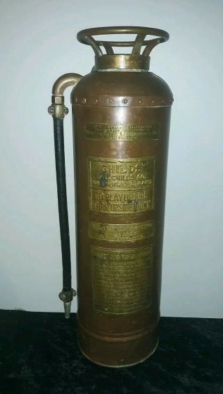 Vintage Copper Fire Extinguisher Oj Childs Co Utica Ny 2.  5g 24 " Wonderful