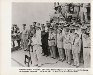 Orig 8x10 Photo Uss Missouri Battleship General Macarthur Japanese Surrender 65
