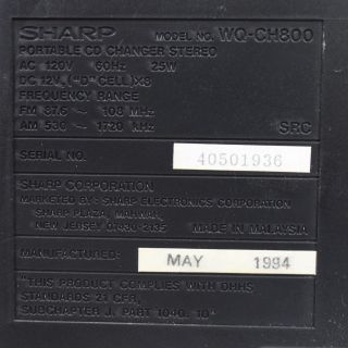 Sharp WQ CH800 5 CD Changer Vintage Boombox Radio Dual Tape Deck Watch Video 2