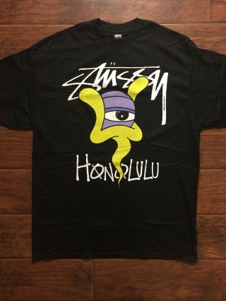 Rare Vintage Stussy X Ghost Honolulu Black Tee Shirt Size Xl