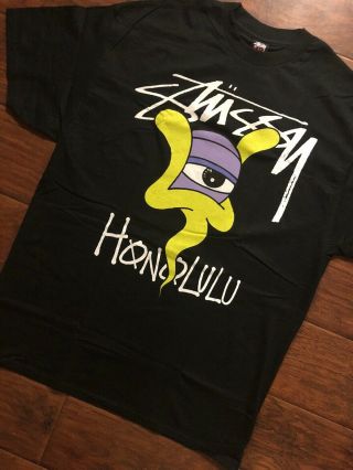 Rare Vintage Stussy X Ghost Honolulu Black Tee Shirt Size XL 3