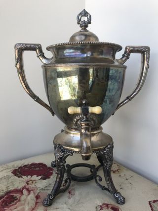 Antique Silver Plated Tea Pot Kettle Hot Water Urn Samovar Ornate