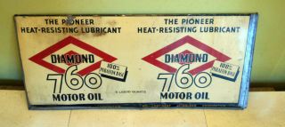 Vintage Diamond 760 Motor Oil 5 Qt.  Can Sign 19 1/2 " X 8 1/2 " Repurposed Can