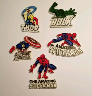 Vintage Spiderman,  Hulk,  Thor,  Captain America Plastic Magnets 1970 