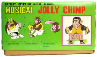 Vintage Daishin Japan Jolly Chimp Toy Story Monkey w/Inserts Tags & Box 11