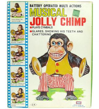 Vintage Daishin Japan Jolly Chimp Toy Story Monkey W/inserts Tags & Box