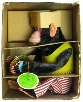 Vintage Daishin Japan Jolly Chimp Toy Story Monkey w/Inserts Tags & Box 2
