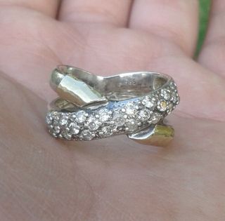 Vintage Solid Ring Sterling Silver 925 And Gold 14 K