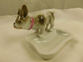 Vintage Signed Numbered French Bulldog Porcelain Tray Figurine