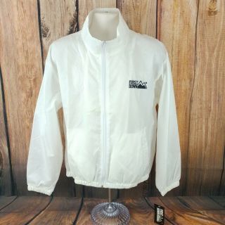 First Down Mens Vintage Full Zip Windbreaker Jacket Size Medium White