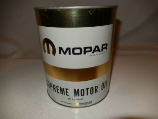 Vintage Mopar " Supreme " Motor Oil 1 Gallon Full Metal Can Rare Htf Car Nos Auto